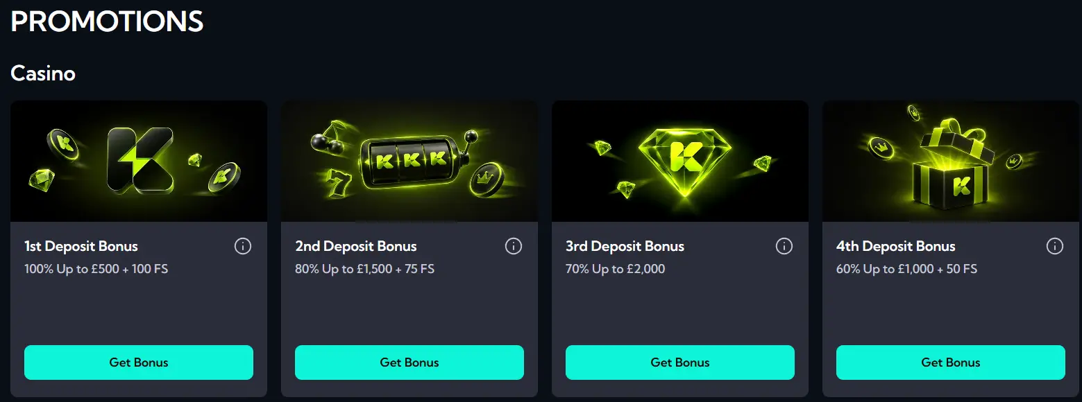 Casino welcome bonus — up to £5,555 and 300 free spins